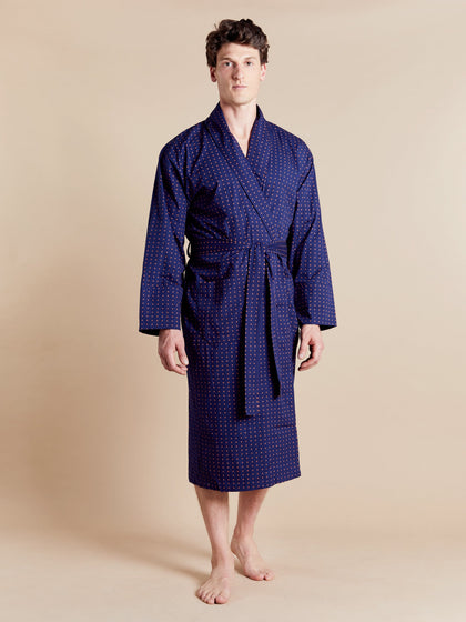 Leichter Herren Morgenmantel - Pacific Blau