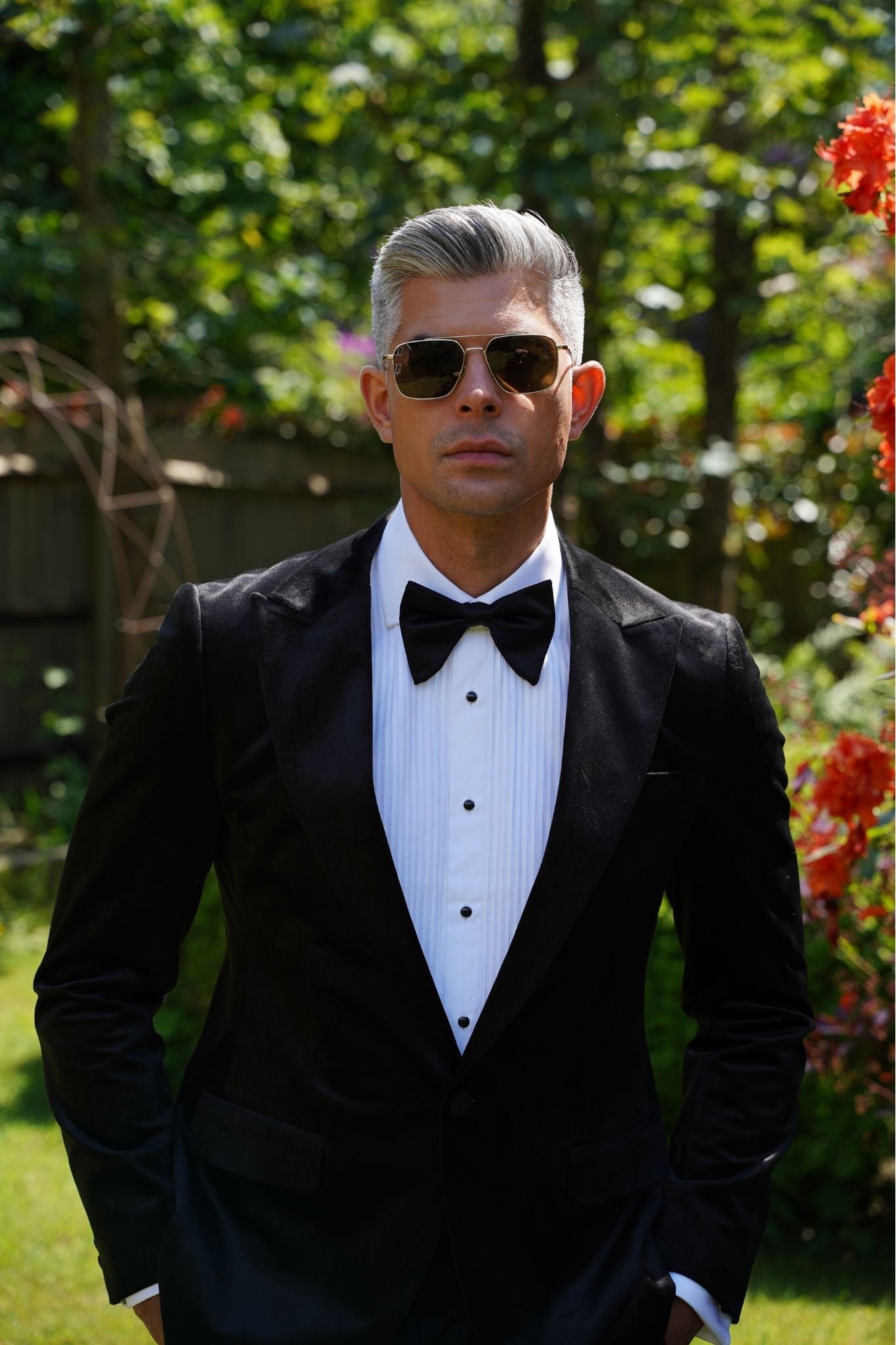 Maßgeschneiderter Einreiher Italienischer Samt-Blazer für Herren - Schwarz