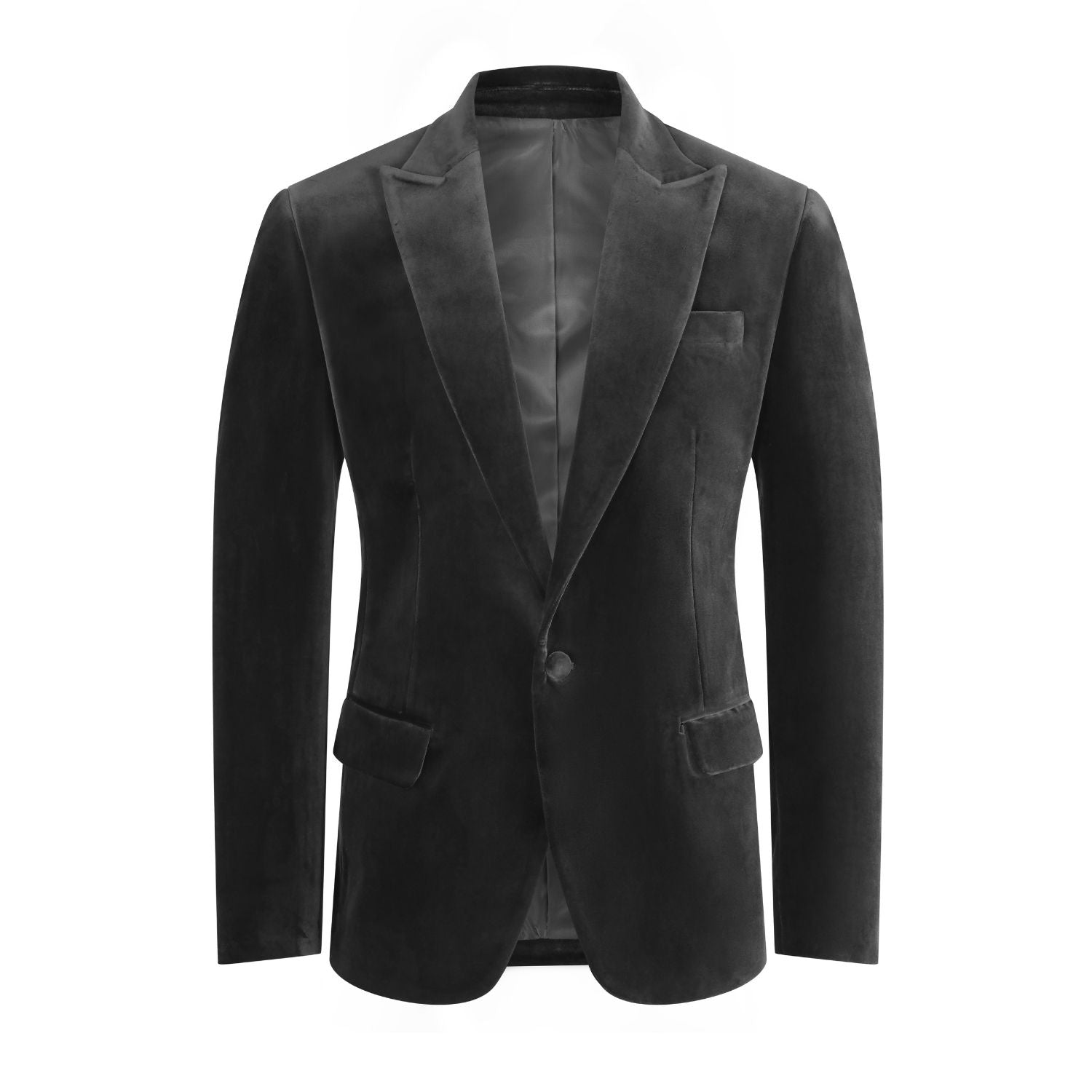 Maßgeschneiderter Einreiher Italienischer Samt-Blazer für Herren - Schwarz