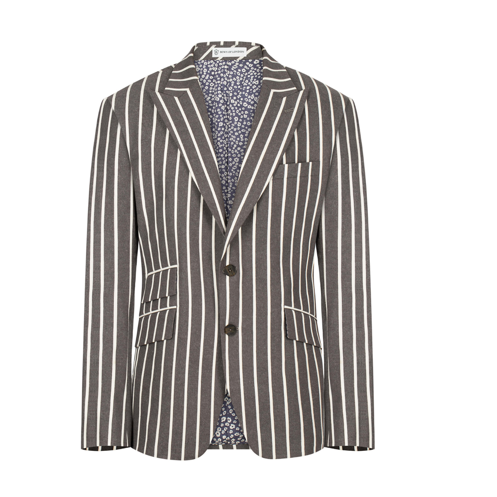 Striped suit jacket on a white background
