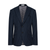 Navy pinstripe blazer on a white background