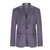 Purple blazer with a patterned shirt underneath on a white background