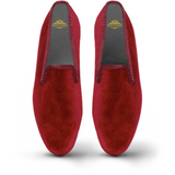 Samt-Loafer/Slipper Shoe Plain Burgundy