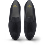 Samt-Loafer/Slipper Shoe Plain Black